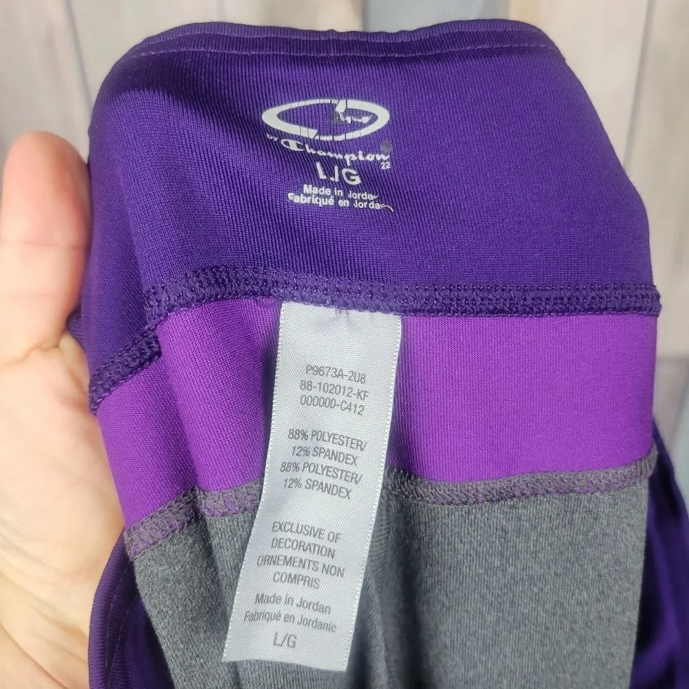 Champion Gray Purple Athletic Yoga Pants Size Large